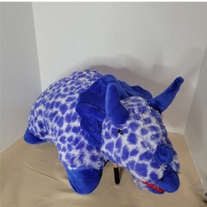 Pillow Pets Blue White Spotted Triceratops Dinosaur Plush Stuffed Animal 18 inch